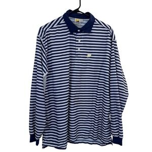 Solumbra‎ Shirt Mens Medium Blue Striped Long Sleeve Polo Sun Protection 1010P15